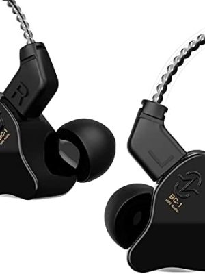YINYOO CCZ Melody in-Ear Earphones Headphones Wired Earbuds Without Microphone Ear Monitors IEM HiFi Bass with 1DD 1BA, Ear fins, 4N OFC Cable for Musicians,Singer,Stage(Without mic, Dark Black)